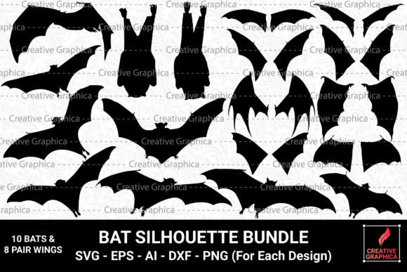 Bat and Bat Wings Silhouette Bundle: Digital Design Assets