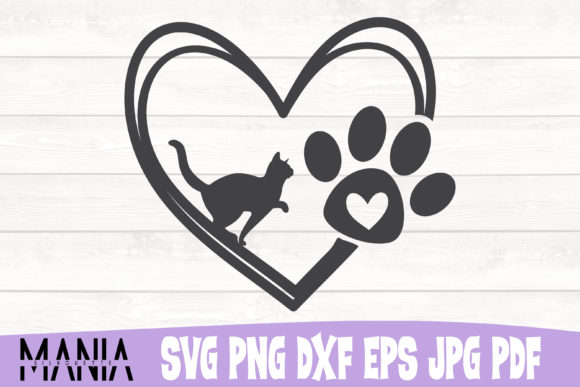 Cat Heart with Paw Print SVG Cut File Guide