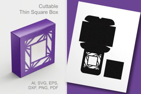 Geometric Square Window Thin Gift Box Template