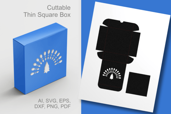 Pine Tree Under Rainbow Square Gift Box: A Practical Template Review