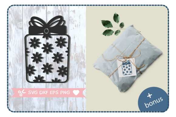 Present Box with Bows and Flower Design Assets