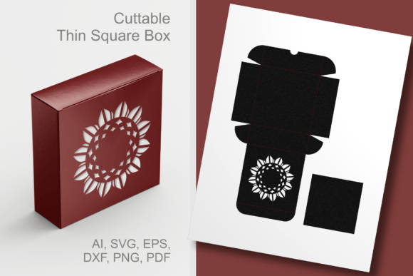 Sunflower Thin Square Box SVG Template Guide